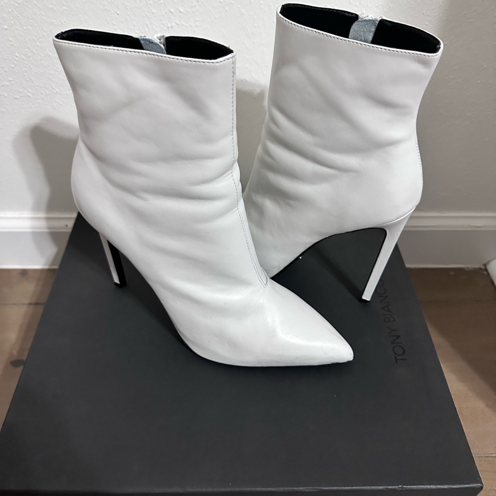 Tony Bianco Sleek White Ankle Booties 10